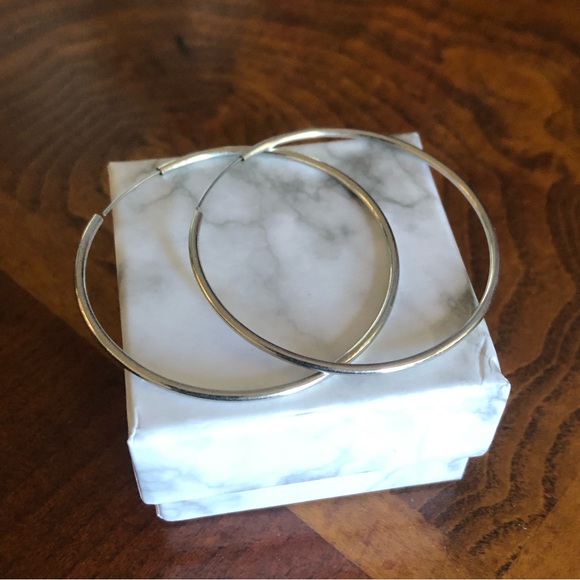 Vintage 80s silver plated hoop earrings - Picture 4 of 4